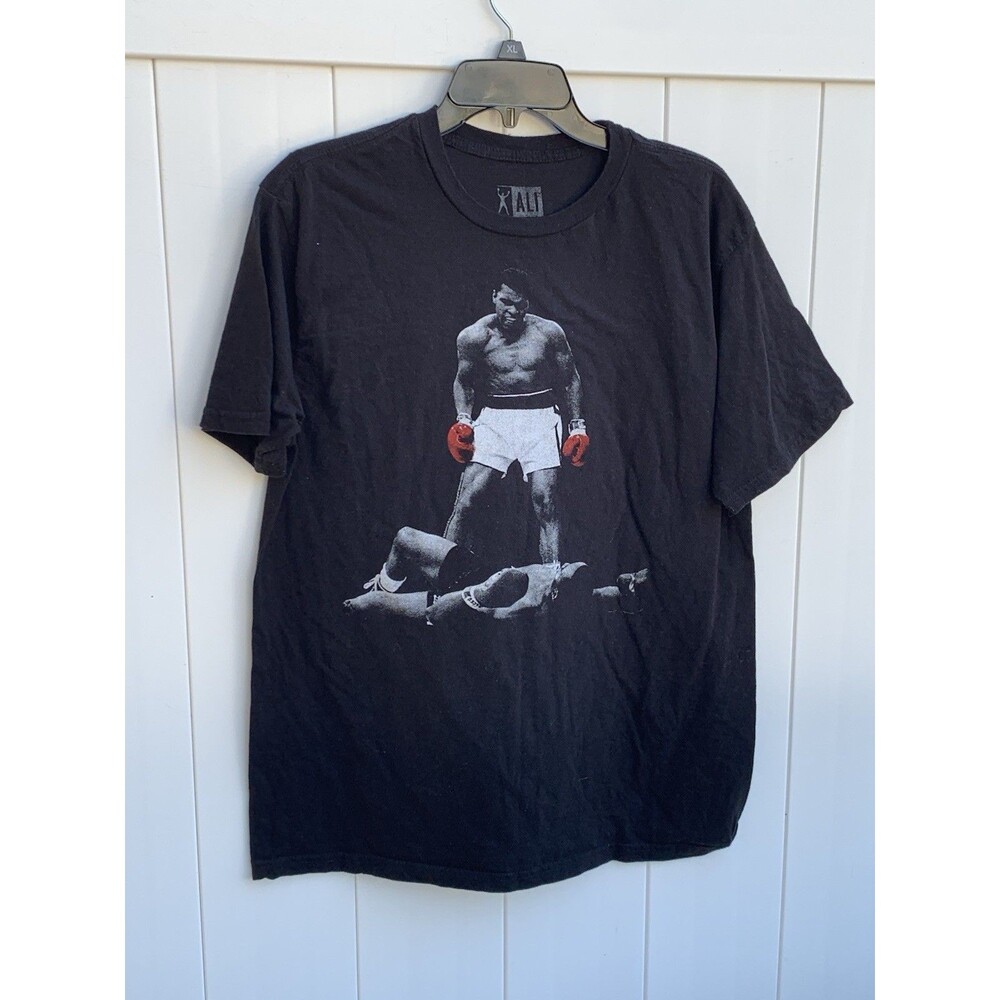 Muhammad Ali Boxing Graphic T-Shirt Black Short Sleeve XL Fits L